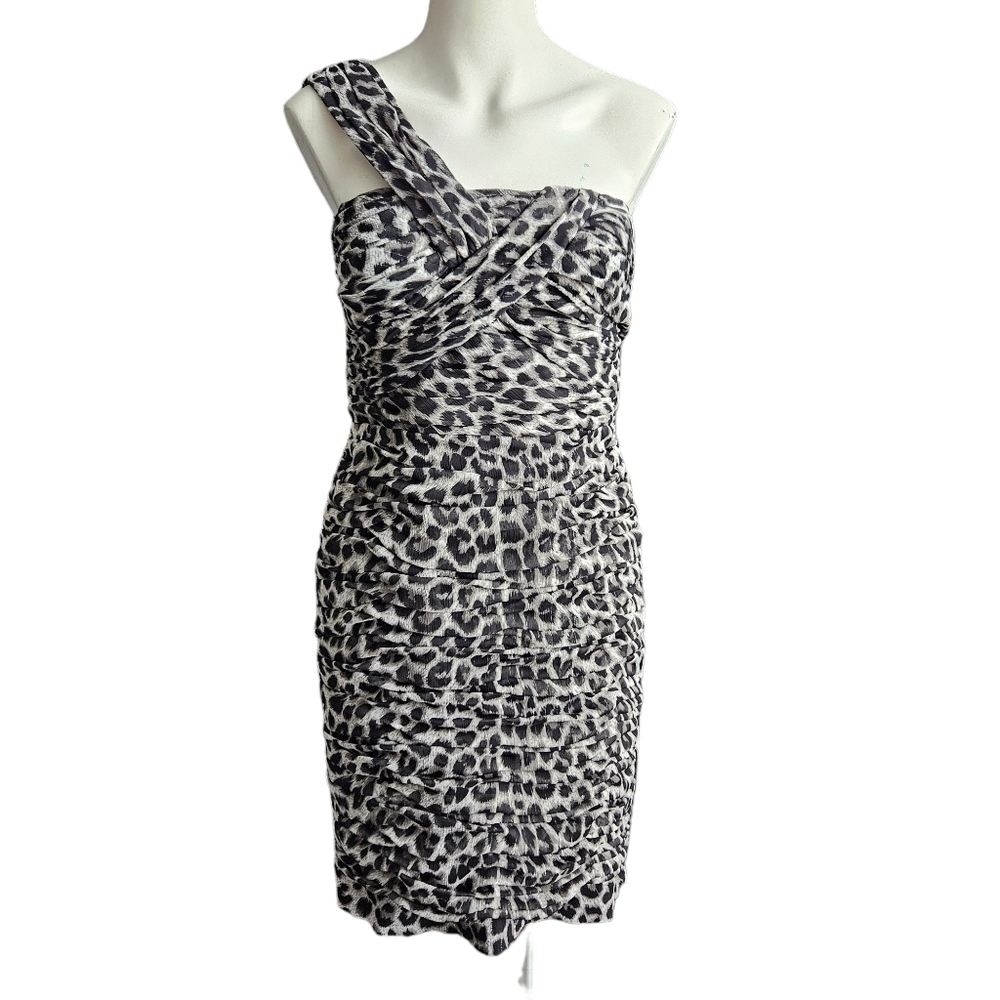 Calvin Klein Women's Black/Gray Animal Print Bodycon Dress Sz 6 Mobwife Cocktail